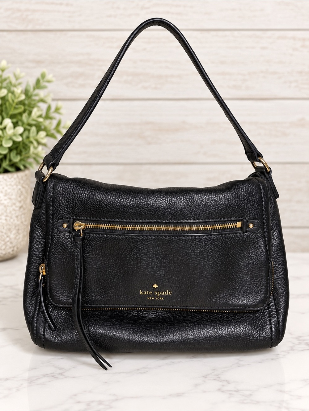 Kate Spade Cobble Hill Small Toddy Black Pebbled Leather Shoulder Bag EUC